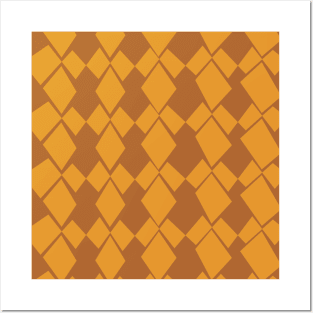 Geometric Diamonds Design (Orange) Posters and Art